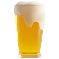 AI generated Glass of beer with foam, 3d design. Suitable for design elements, beverages and advertising png