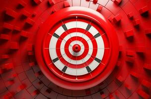 AI generated abstract background with red target, achieve goals photo