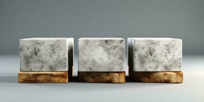 AI generated Stone cubes for product demonstration. Background for branding. photo