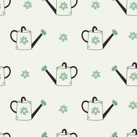 Watering can seamless pattern in doodle style vector