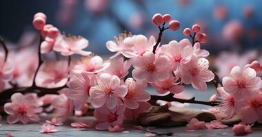 AI generated pink blossom flower background photo