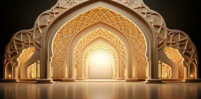 AI generated elegant grand mosque door arch interior photo