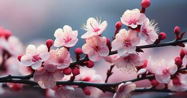 AI generated pink blossom flower background photo