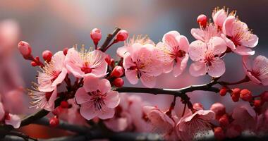 AI generated pink blossom flower background photo