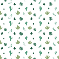 Illustration of a cactus pattern as well as branches and leaves of plants on a transparent background. Can be used to print on fabric, paper, clothing png