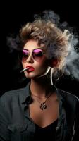 AI generated Beautiful woman with an electronic cigarette, ai generative photo