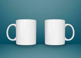 Plain tea cup mockup on color background photo