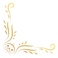 luxe wijnoogst hoek kader goud kleur element. klassiek kolken verdeler patroon ornament. filigraan ontwerp kalligrafische decoratie voor kader, groet kaart, uitnodiging, menu, certificaat. png