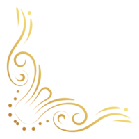 Gold Luxus Jahrgang Ecke und rahmen. Zier locken Element. klassisch Strudel Teiler Ornament. Filigran Design kalligraphisch Dekoration zum rahmen, Gruß Karte, Einladung, Speisekarte, Zertifikat. png