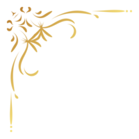 Gold Eleganz Jahrgang Ecke und Rahmen Element. Zier kräuseln. klassisch Strudel Linie Ornament. Filigran Design kalligraphisch Dekoration zum rahmen, Gruß Karte, Einladung, Speisekarte, Zertifikat. png