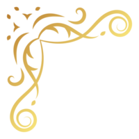 Gold elegance vintage corner and frame element. Ornamental curl. Classic swirl line ornament. Filigree design calligraphic decoration for frame, greeting card, invitation, menu, certificate. png