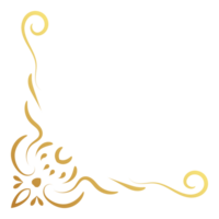 Gold luxury vintage corner and frame. Ornamental curl element. Classic swirl divider ornament. Filigree design calligraphic decoration for frame, greeting card, invitation, menu, certificate. png