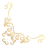 luxe wijnoogst hoek kader goud kleur element. klassiek kolken verdeler patroon ornament. filigraan ontwerp kalligrafische decoratie voor kader, groet kaart, uitnodiging, menu, certificaat. png