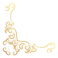 Luxury vintage corner frame gold color element. Classic swirl divider pattern ornament. Filigree design calligraphic decoration for frame, greeting card, invitation, menu, certificate. png