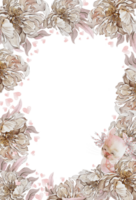 aquarelle Valentin carte avec pivoines et feuilles png