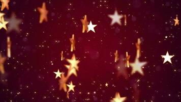 Shiny golden stars and glittering gold star particles on an elegant dark red gradient background. This luxury glitzy animation is suitable as an awards ceremony or talent show background. video