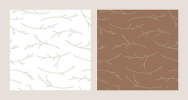 Set of two seamless patterns with apricot branches, vector illustration