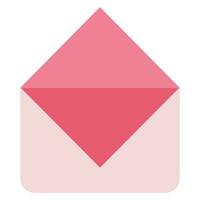 Pink Opened Blank Envelope Isolated On White Background. Vector Flat style illustration for Valentines Day Design, Cute Romantic Graphic for Card, Poster, Print Sticker pack, Love message App.