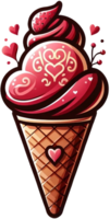 AI generated Valentine's Day ice cream clipart png transparent background, AI Generative free PNG.