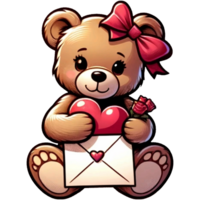 ai generado San Valentín día tema con osito de peluche oso participación amor sobre ilustración, ai generativo png. png