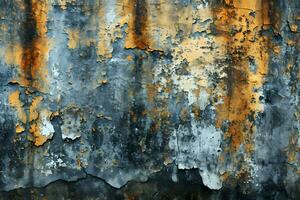 AI generated rusted metal surface with yellow and black paint photo