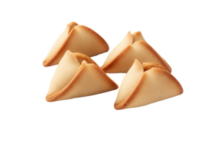 AI generated Fortune cookies . Lucky biscuit with blank paper for message inside png