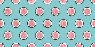 Seamless pattern sushi roll Japanese food vector