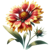 AI generated Watercolor Gaillardia flower png transparent background, Generative AI free PNG