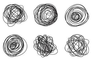 Chaotic hand drawn scribble sketch circle object with start and end isolated on white background vector