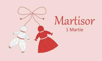 Marcisor. Baba Marta. The symbol of the meeting of spring on March 1. Vector illustration.