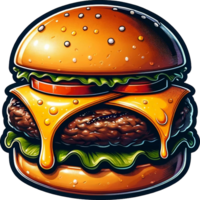 AI generated Intensely Delicious Burger Clipart illustration free PNG