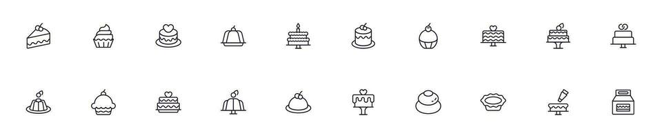 Cake concept. Collection of modern high quality cake line icons. Editable stroke. Premium linear symbol for web sites, flyers, banners, online shops and companies. vector