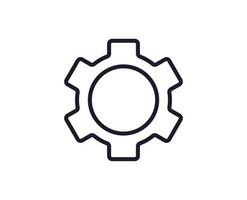 Gear concept. Single premium editable stroke pictogram perfect for logos, mobile apps, online shops and web sites. Vector symbol isolated on white background.