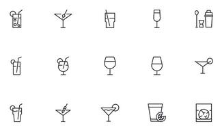 Collection of modern cocktail outline icons. Set of modern illustrations for mobile apps, web sites, flyers, banners etc isolated on white background. Premium quality signs. vector