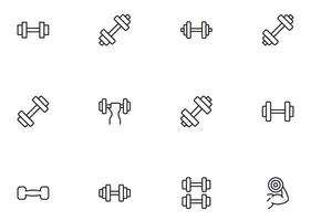 Dumbell concept. Sport line icon set. Collection of vector signs in trendy flat style for web sites, internet shops and stores, books and flyers. Premium quality icons isolated on white background