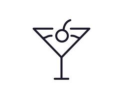 Single line icon of cocktail on isolated white background. High quality editable stroke for mobile apps, web design, websites, online shops etc. vector