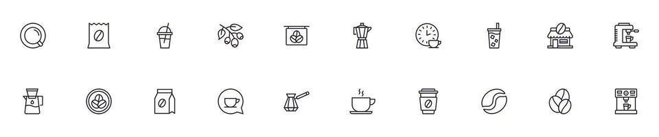 Coffee concept. Coffee line icon set. Collection of vector signs in trendy flat style for web sites, internet shops and stores, books and flyers. Premium quality icons isolated on white background