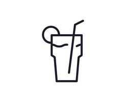 Single line icon of cocktail on isolated white background. High quality editable stroke for mobile apps, web design, websites, online shops etc. vector