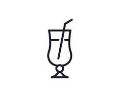 Single line icon of cocktail on isolated white background. High quality editable stroke for mobile apps, web design, websites, online shops etc. vector