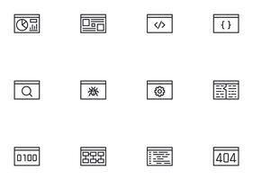 codificación concepto. colección de codificar alto calidad vector contorno señales para web páginas, libros, en línea historias, volantes, pancartas etc. conjunto de prima ilustraciones aislado en blanco antecedentes