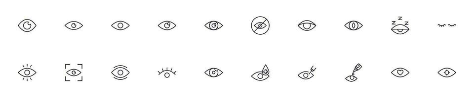 Eye concept. Collection of eye high quality vector outline signs for web pages, books, online stores, flyers, banners etc. Set of premium illustrations isolated on white background