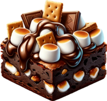 ai generato delizioso brownies con caramello Smalto e dolce cioccolato torta acquerello illustrazione sublimazione trasparente sfondo. generativo ai gratuito png