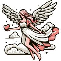 AI generated Valentine Flying Female Angel illustration. AI Generative Free PNG. png