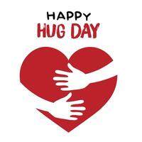 Happy hug day with arms hugging a big heart illustration, social post template vector