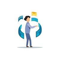 man wearing technology for business with modern business concept .business background business flat illustration. vector