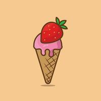 illustration of strawberry ice cream, with strawberry topping pink, with cream background. suitable for sales logos, web. vector