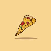 Pizza derritiendo vector ilustración en cómic estilo, lata ser usado para póster, web, logo