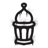 Ramadan lantern graffiti drawn with black spray paint vector