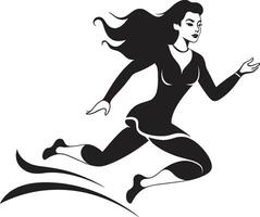 Elegant Velocity Black Womans Running Icon in Vector Dynamic Grace Running Womans Vector Logo