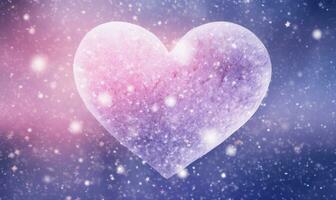 AI generated Valentine's day background with heart and snowflakes. photo